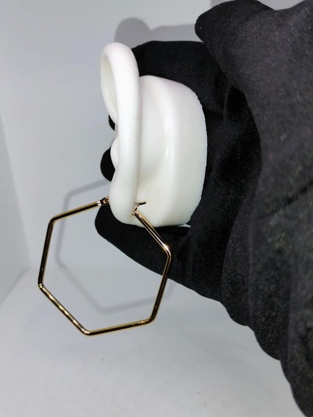 Hexagon Hoop Earrings, Gold Plated